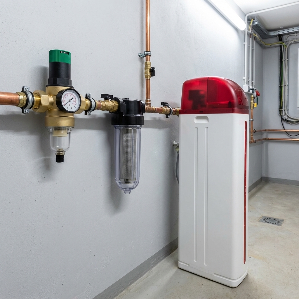 zmäkčovač s regulatorom tlaku